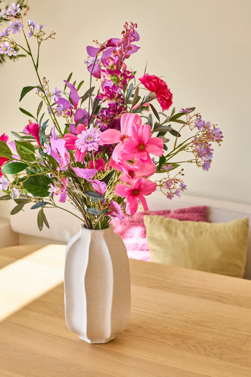 Zijden kunstbloemen boeket Purple Dawn