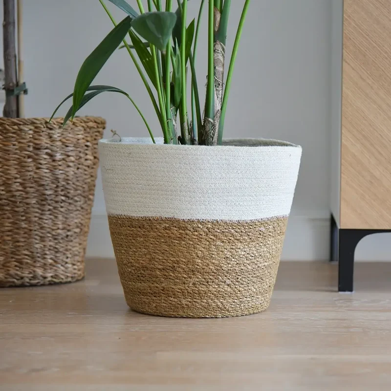 Seegraskorb Natur mit Weißem Rand 21cm