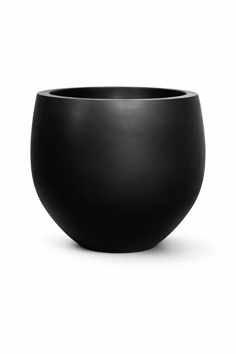 Pflanzkübel Orb Schwarz, kugelrund aus Fiberstone