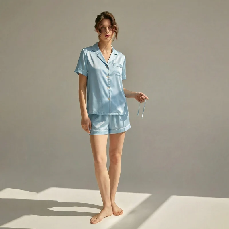 Kurzer Damenpyjama aus 100 % Seide | La Parisienne