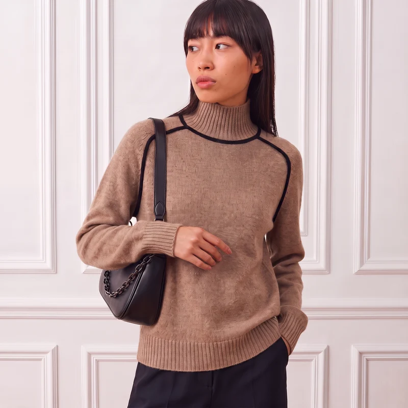 Pullover mit hohem Kragen, gestrickt, Damen | La Parisienne