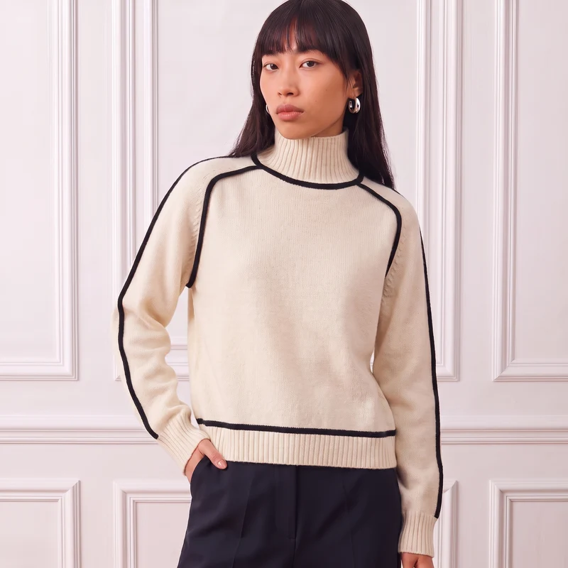 Pullover mit hohem Kragen, gestrickt, Damen | La Parisienne