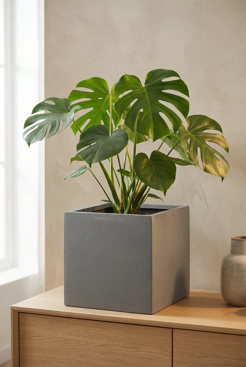Übertopf Mini Block Grau aus Fiberstone