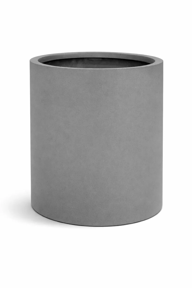 Übertopf Mini Max Grau in Zylinderform aus Fiberstone