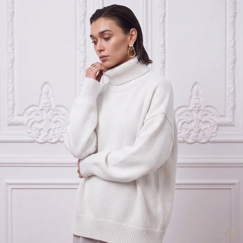 Damen Pullover Loose High Neck | La Parisienne