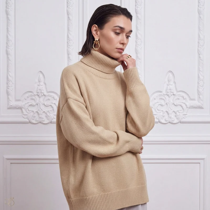 Damen Pullover Loose High Neck | La Parisienne