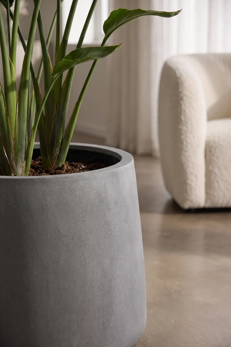 Pflanzkübel Patt Grau, rund aus Fiberstone