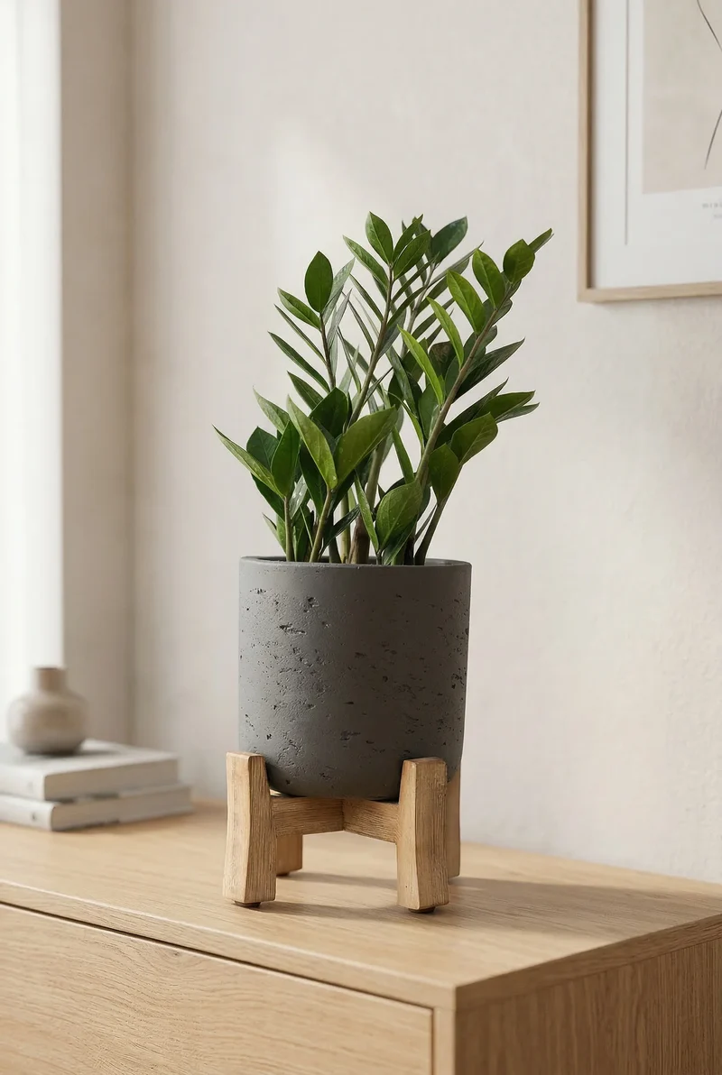 Blumentopf Charlie Schwarz aus Ton, mit niedrigen Füßen