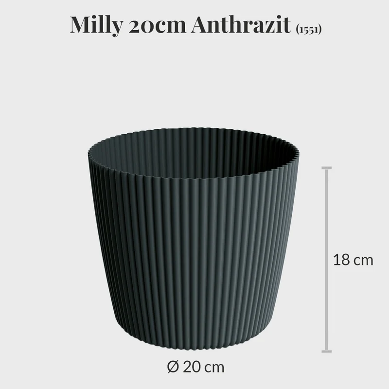 4er Übertopfset 2L 2S Milly Anthrazit-Grau