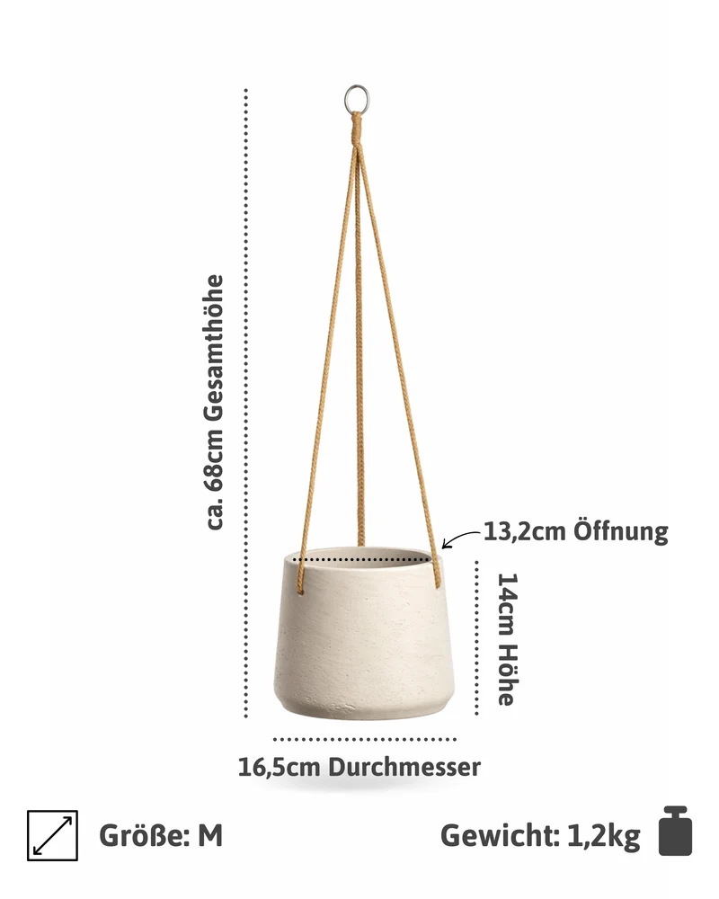 Blumenampel Patt Grau, 2er-Set aus glasfaserverstärktem Ton