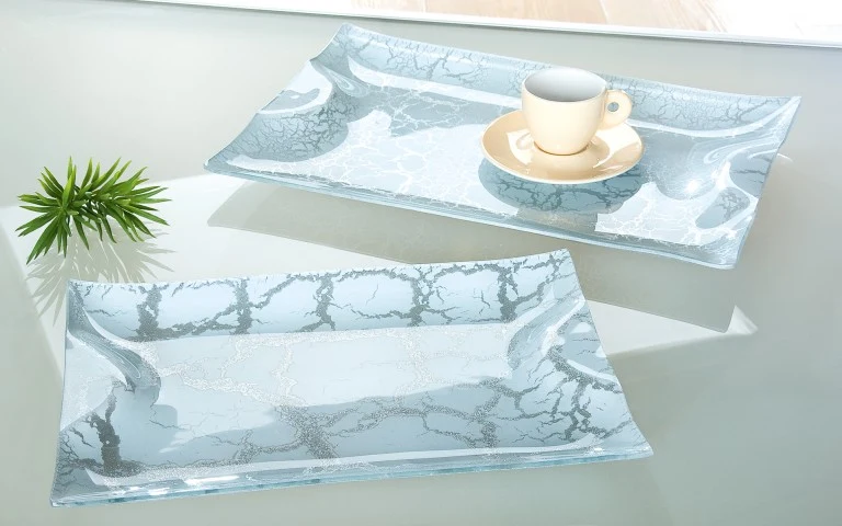 Glas Tablett „Broken Ice“ GILDE