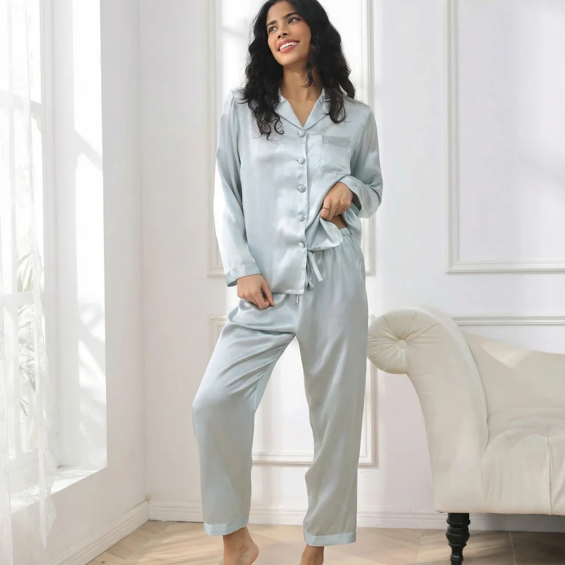 Langärmliges Pyjama-Set aus 100 % Seide | La Parisienne