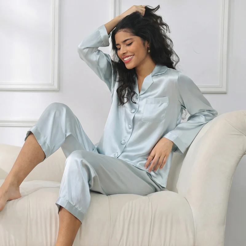 Langärmliges Pyjama-Set aus 100 % Seide | La Parisienne