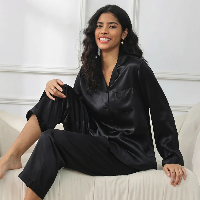 Langärmliges Pyjama-Set aus 100 % Seide | La Parisienne