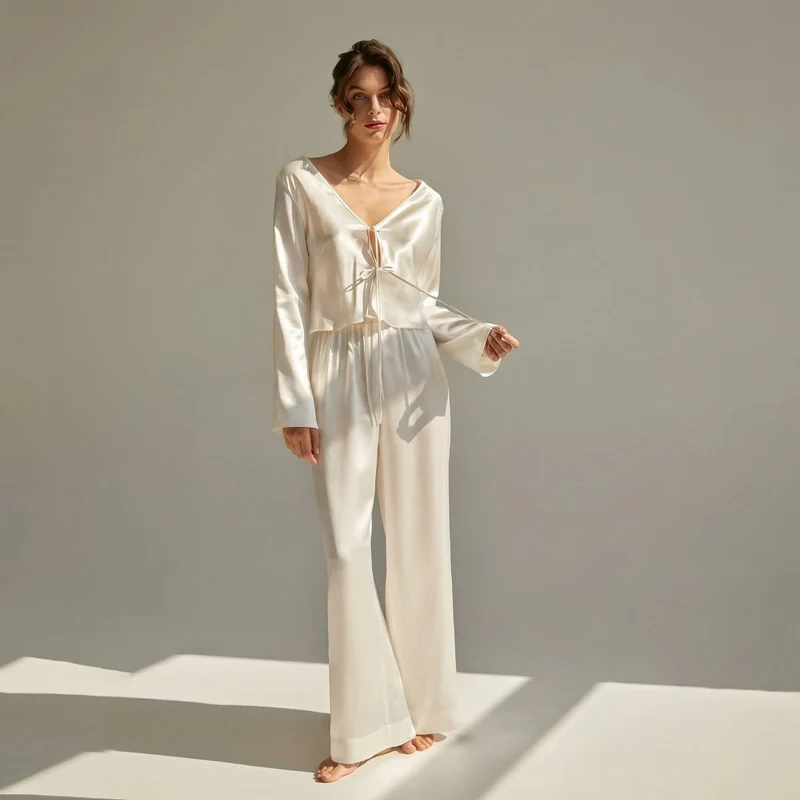 Langer Damenpyjama aus 100 % Seide | La Parisienne