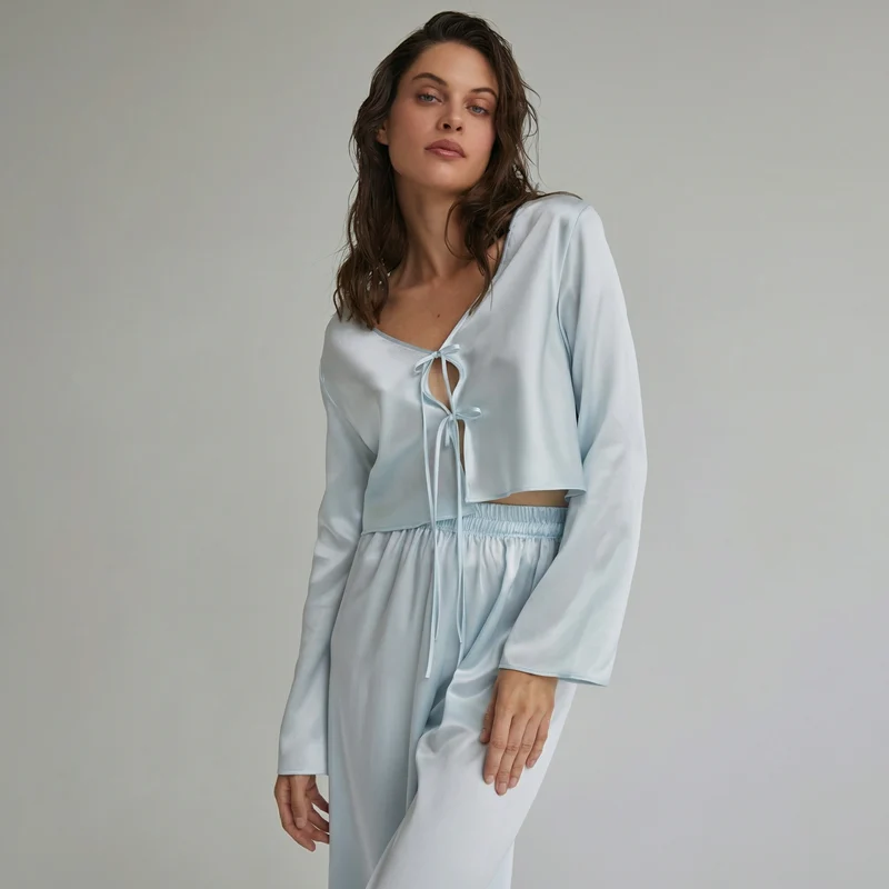 Langer Damenpyjama aus 100 % Seide | La Parisienne