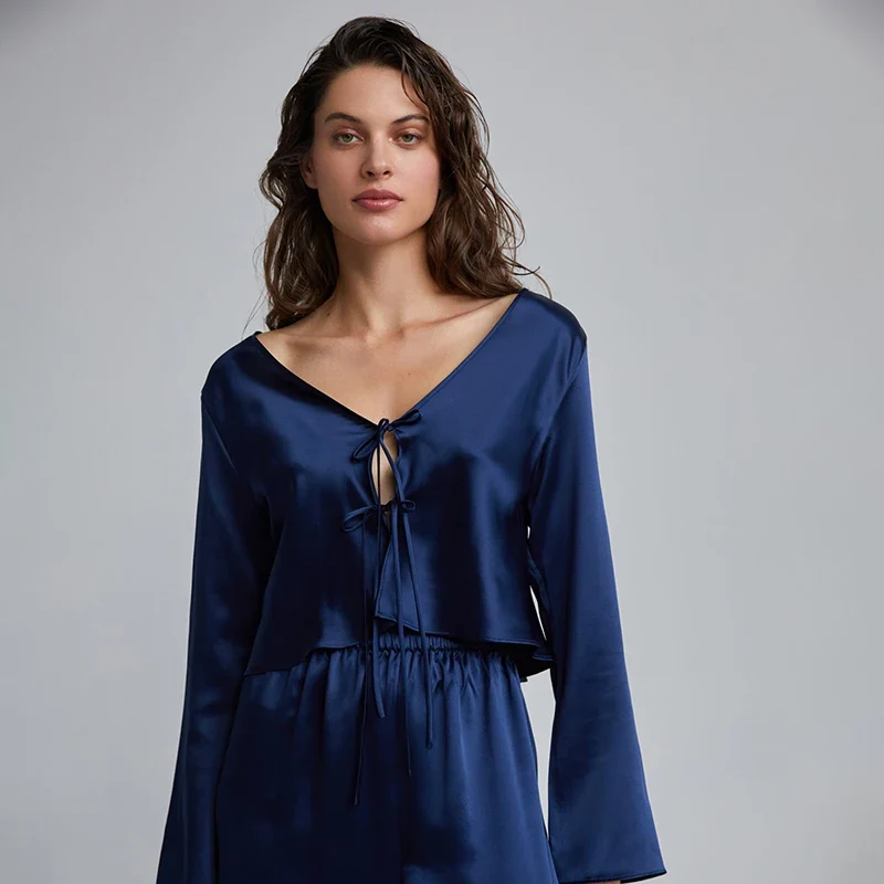Langer Damenpyjama aus 100 % Seide | La Parisienne