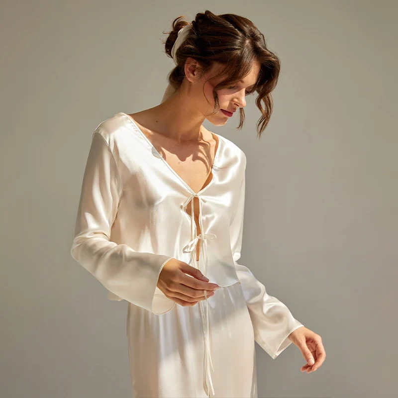 Langer Damenpyjama aus 100 % Seide | La Parisienne