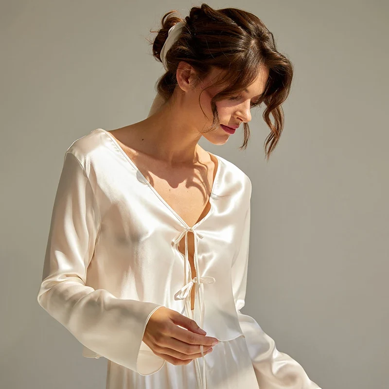Langer Damenpyjama aus 100 % Seide | La Parisienne