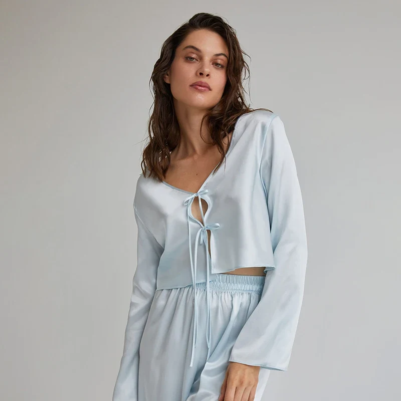 Langer Damenpyjama aus 100 % Seide | La Parisienne