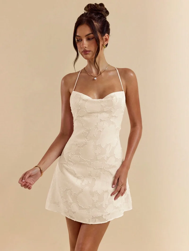 Kleid Mini Jacquard Rückenfrei | La Parisienne