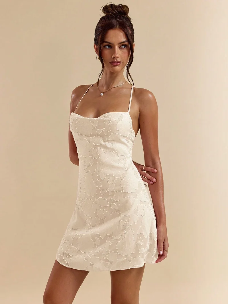 Kleid Mini Jacquard Rückenfrei | La Parisienne