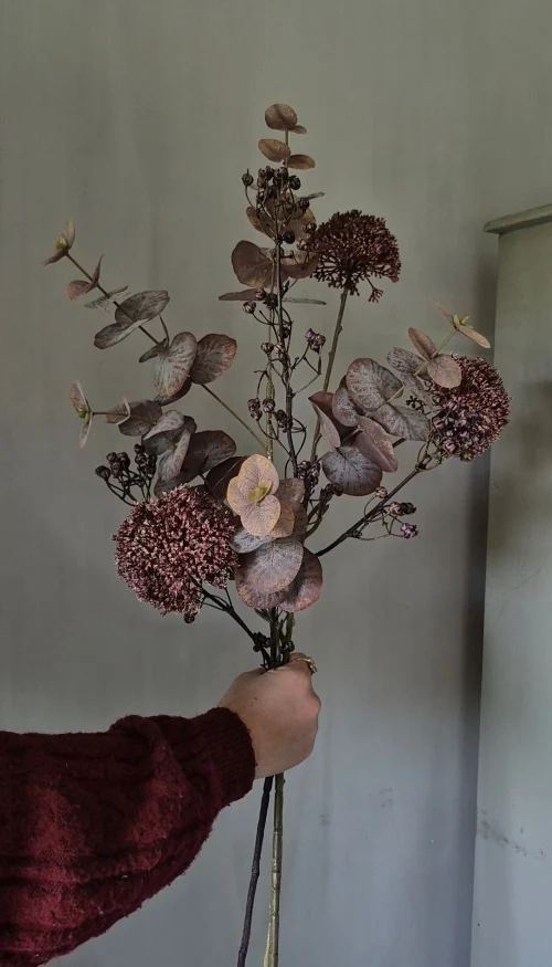 Hillary’s kunsttakken set bordeauxrood met allium