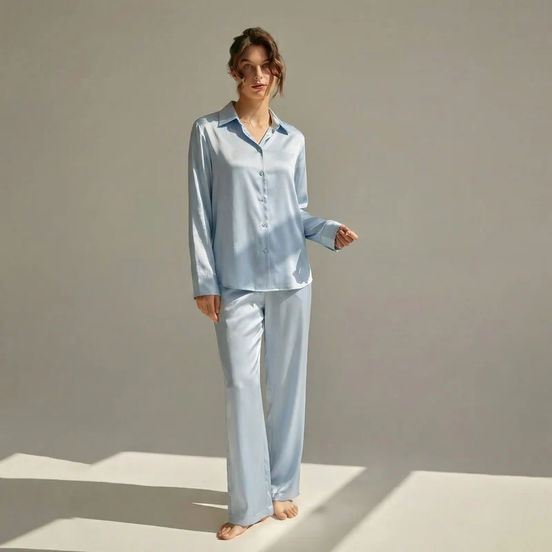 Langer Pyjama für Damen aus 100 % Seide | La Parisienne