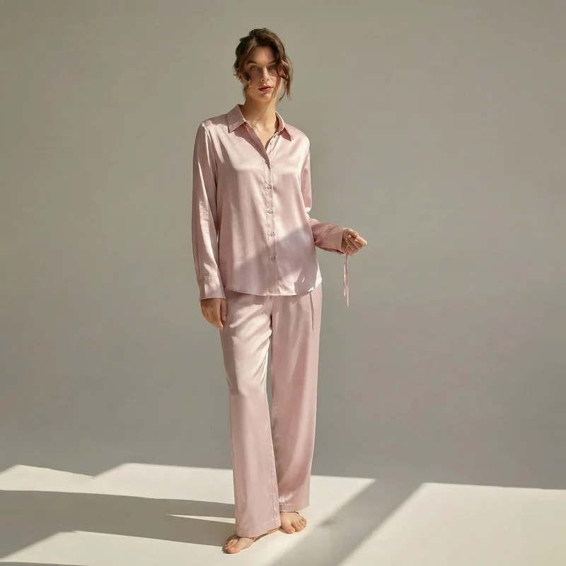 Langer Pyjama für Damen aus 100 % Seide | La Parisienne