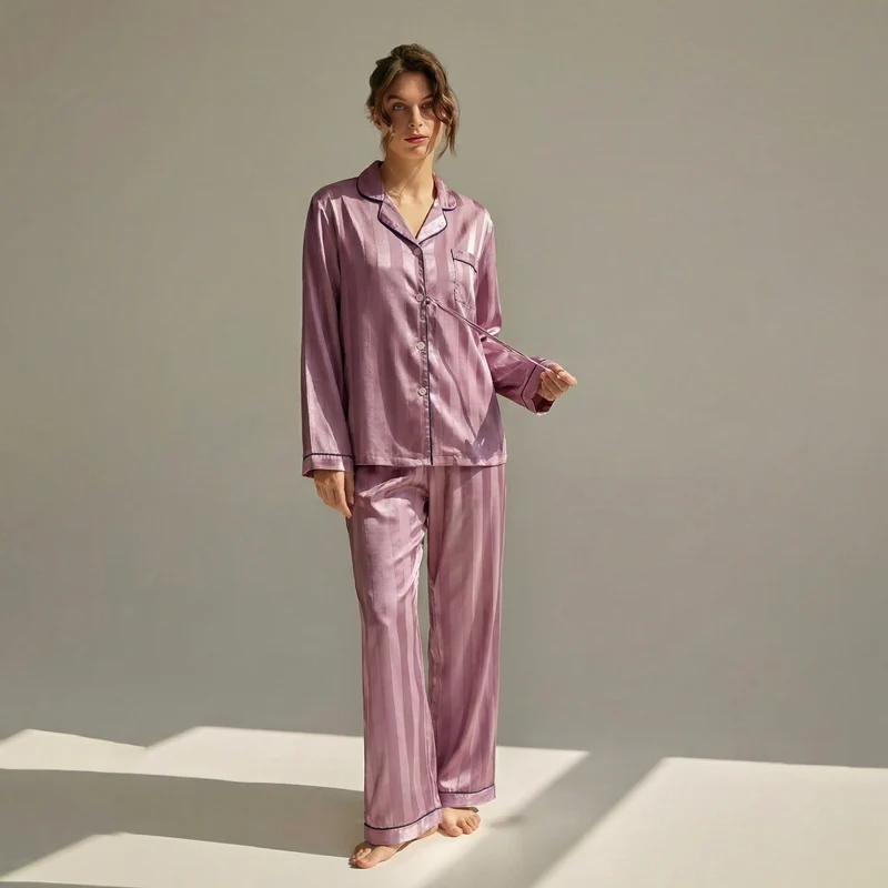 Langärmeliger Pyjama für Damen aus 100 % Seide | La Parisienne