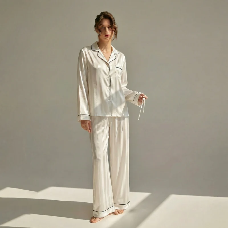 Langärmeliger Pyjama für Damen aus 100 % Seide | La Parisienne
