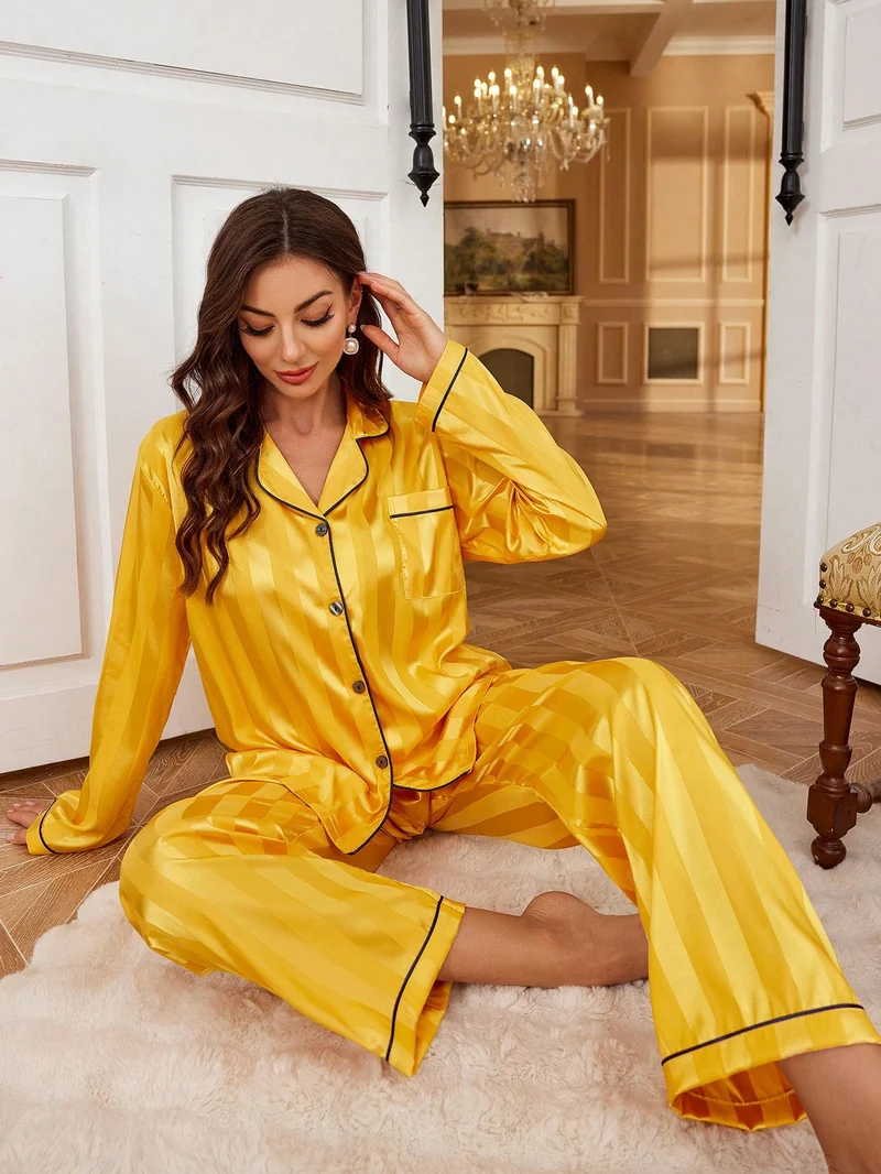Langärmeliger Pyjama für Damen aus 100 % Seide | La Parisienne