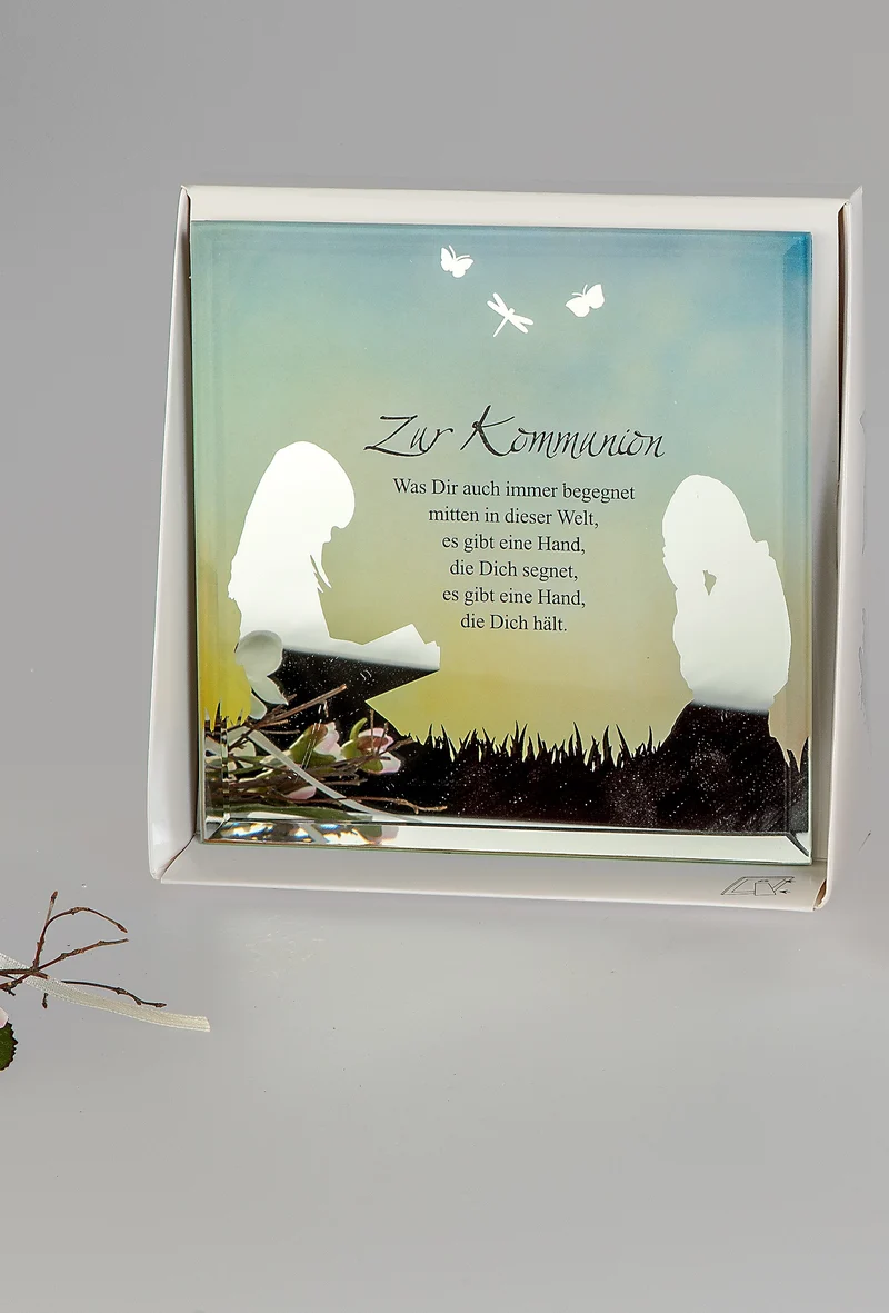 Glas-Bild "Zur Kommunion" 15 x 15cm