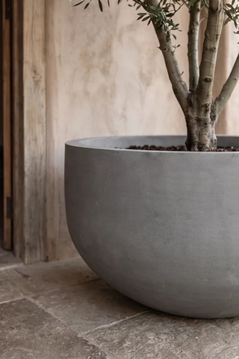 Große XXL-Pflanzschale City Bowl Grau aus Fiberstone