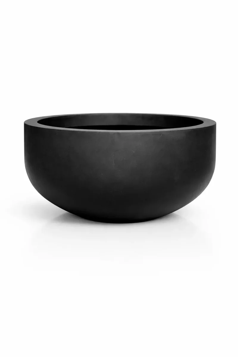 Große XXL-Pflanzschale City Bowl Schwarz aus Fiberstone