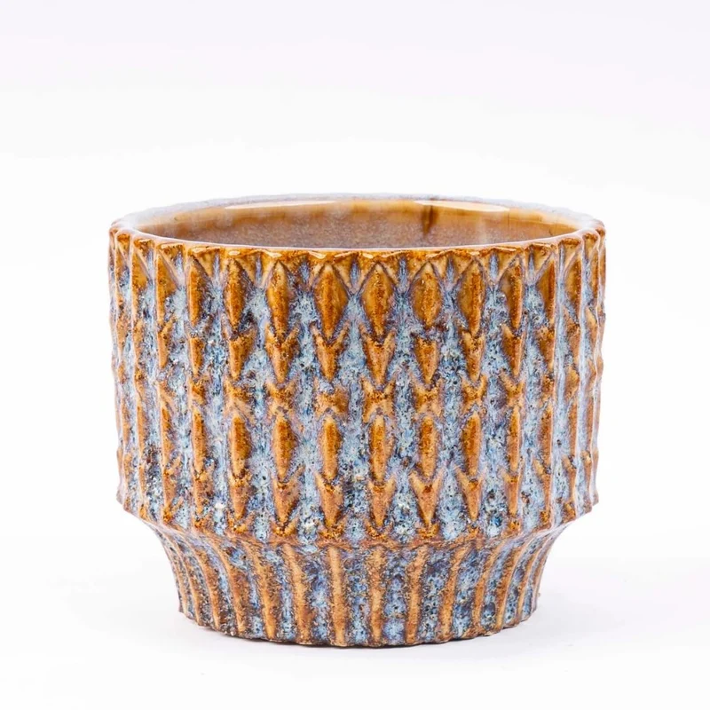 Echo Rustic - Plant Pot - Blue/brown - Ø 10 cm ↑ 9 cm