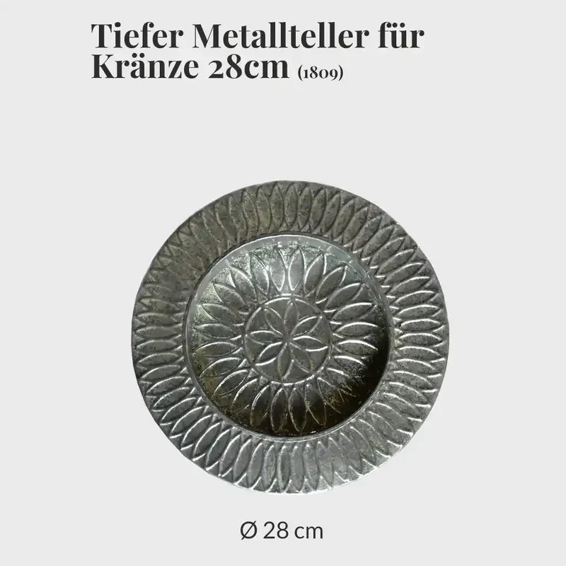Tiefer Metallteller für Kränze 28cm