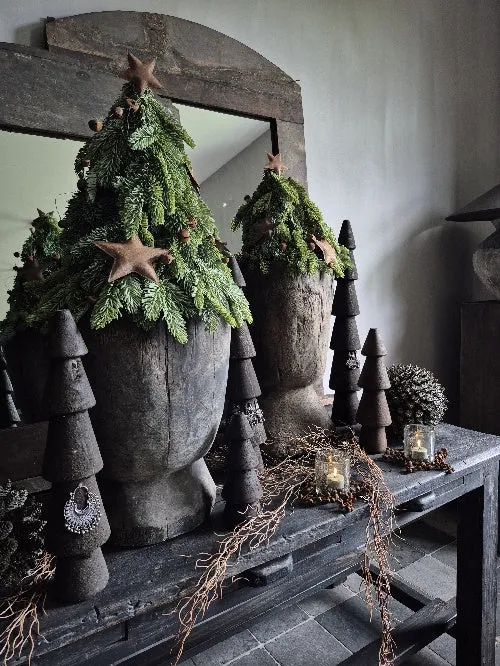 Houten bomen met sieraad - set van 3