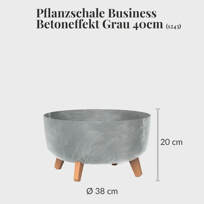 Pflanzschale Business Betoneffekt Grau 40cm mit Blähton