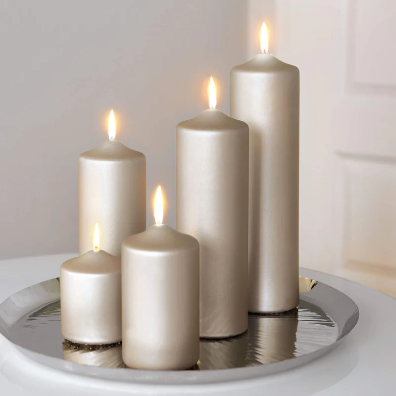 CANDLE metallic Stumpenkerze stein