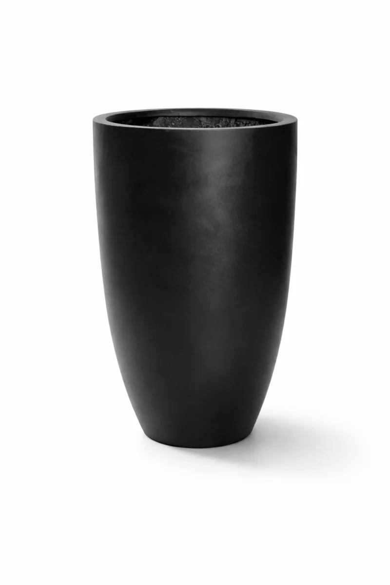 Hoher Pflanzkübel Ben Schwarz aus Fiberstone