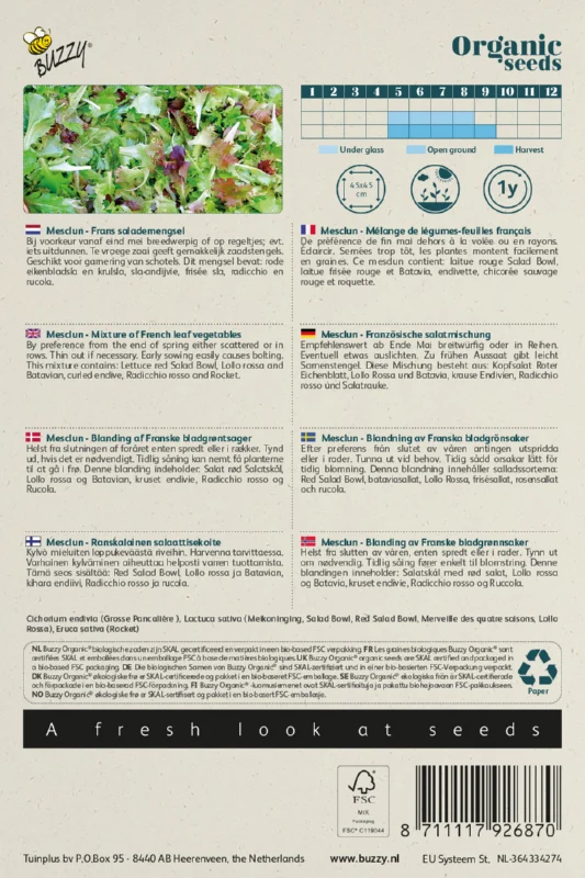 Französische Salatmischung Saatgutmischung BIO