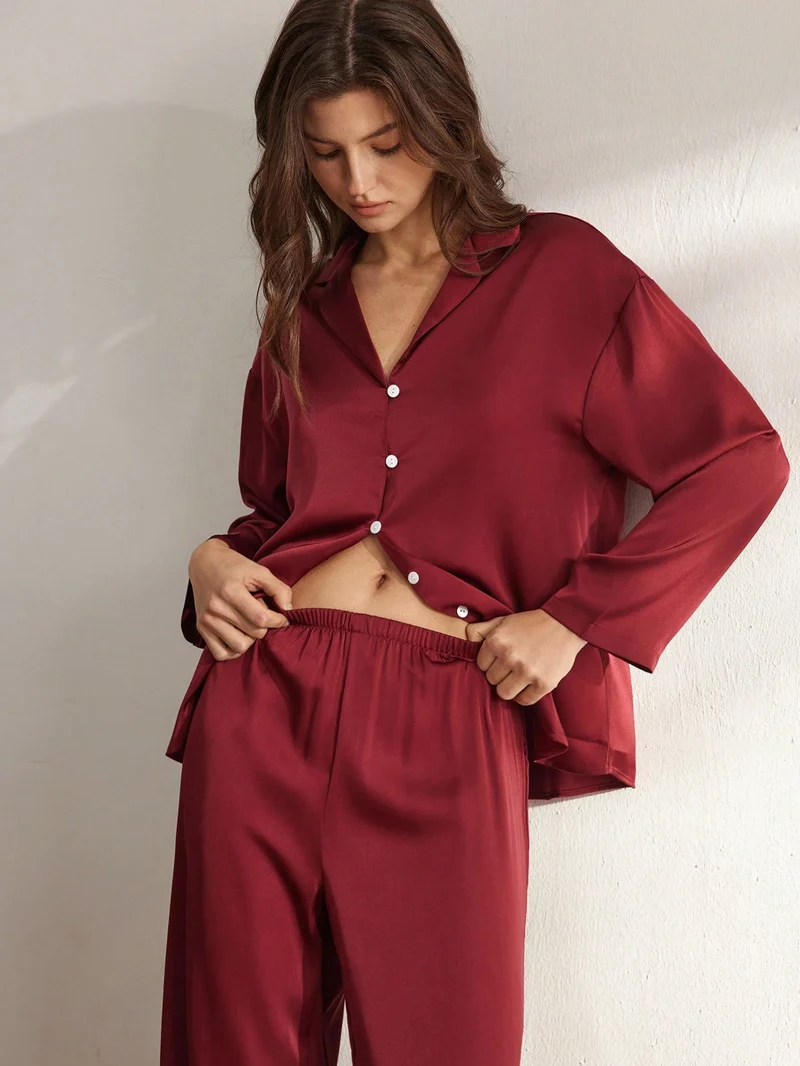 Langärmliges Pyjama-Set aus 100 % Seide | La Parisienne