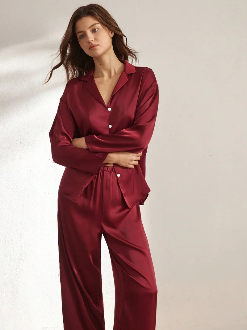 Langärmliges Pyjama-Set aus 100 % Seide | La Parisienne