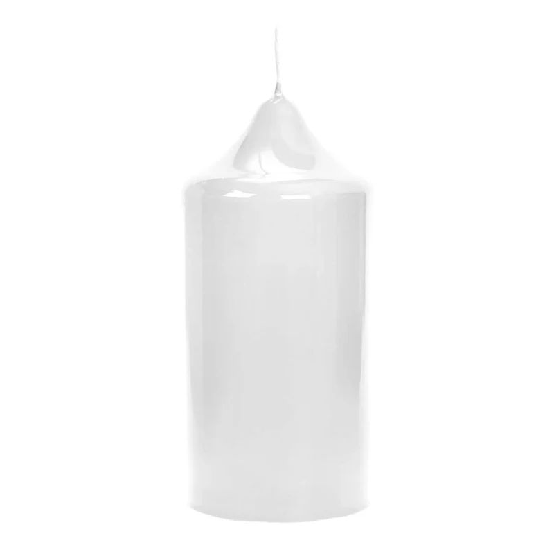 CANDLE gelackte Stumpenkerze weiß