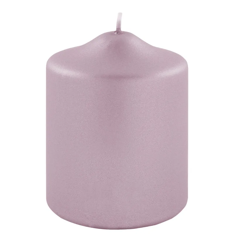 CANDLE metallic Stumpenkerze rose