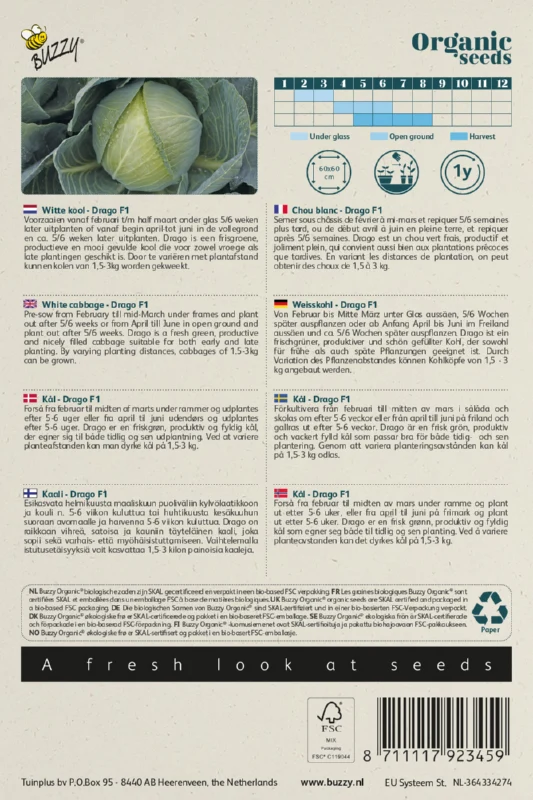 Weißkohl Drago F1 Samen BIO