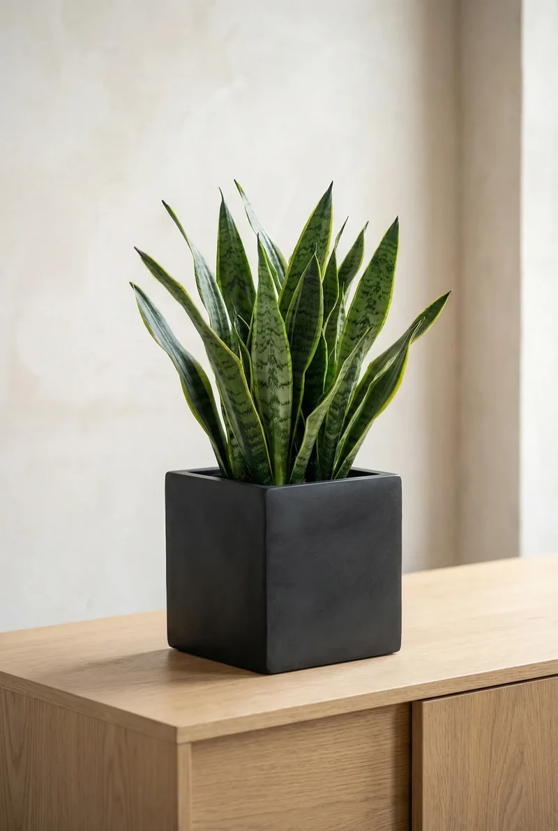 Übertopf Mini Block Schwarz aus Fiberstone