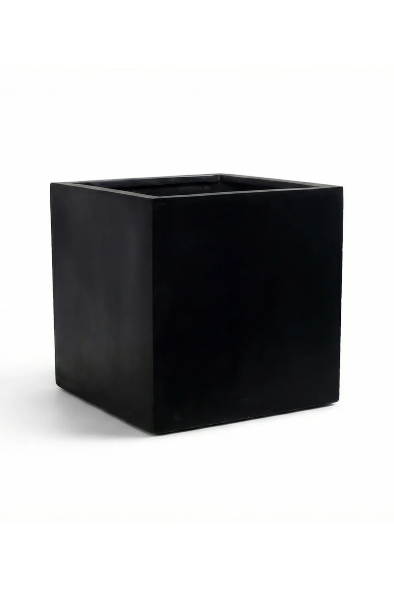 Übertopf Mini Block Schwarz aus Fiberstone