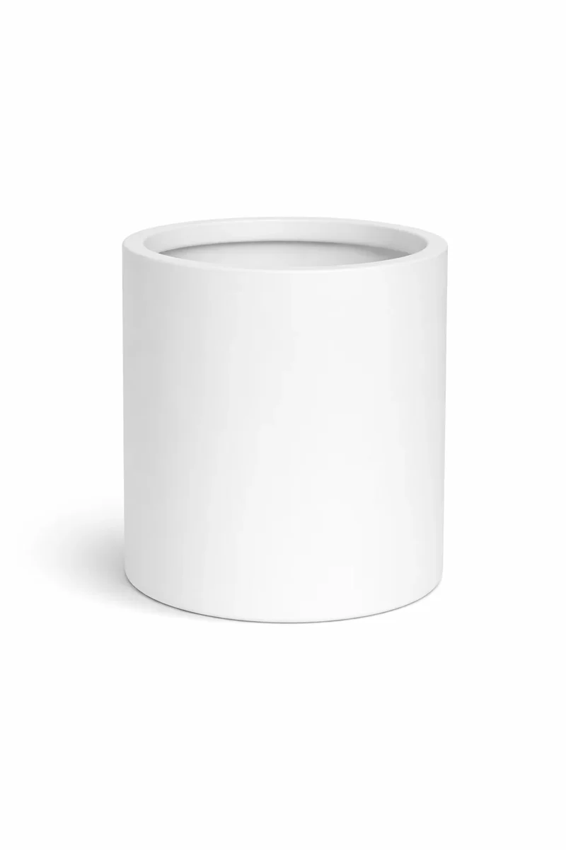 Übertopf Mini Max Matt Weiß in Zylinderform aus Fiberstone
